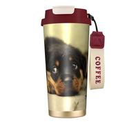 YXDVPALNE Rottweiler Dogs Cute Dogs Puppy Pets Small,316 Stainless Steel Coffee Mug with Lanyard,Insulated Tumbler Double Wall Travel Car Cup 500 ml