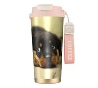 YXDVPALNE Rottweiler Dogs Cute Dogs Puppy Pets Small,316 Stainless Steel Coffee Mug with Lanyard,Insulated Tumbler Double Wall Travel Car Cup 500 ml