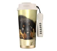YXDVPALNE Rottweiler Dogs Cute Dogs Puppy Pets Small,316 Stainless Steel Coffee Mug with Lanyard,Insulated Tumbler Double Wall Travel Car Cup 500 ml
