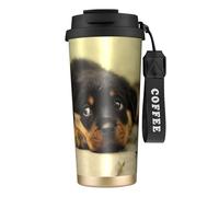 YXDVPALNE Rottweiler Dogs Cute Dogs Puppy Pets Small,316 Stainless Steel Coffee Mug with Lanyard,Insulated Tumbler Double Wall Travel Car Cup 500 ml