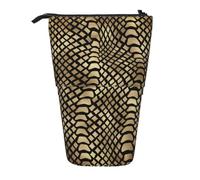 YXDVPALNE Safari African Black Gold Python Animal Skin Sepia,Telescopic Pencil Case,Stand Pencil Holder with Zipper Pencil Pouch Pen Bag