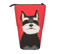 YXDVPALNE Schnauzer Buddy Dog,Telescopic Pencil Case,Stand Pencil Holder with Zipper Pencil Pouch Pen Bag