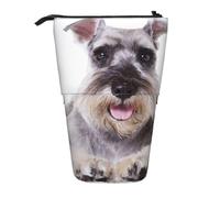 YXDVPALNE Schnauzer Dog Cute,Telescopic Pencil Case,Stand Pencil Holder with Zipper Pencil Pouch Pen Bag