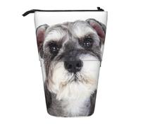 YXDVPALNE Schnauzer Dog Pet,Telescopic Pencil Case,Stand Pencil Holder with Zipper Pencil Pouch Pen Bag