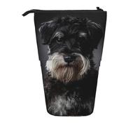 YXDVPALNE Schnauzer Portrait Dark Grey,Telescopic Pencil Case,Stand Pencil Holder with Zipper Pencil Pouch Pen Bag