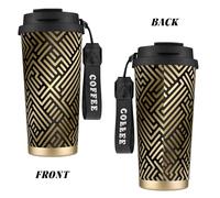 YXDVPALNE Seamless Geometric Striped Pattern,316 Stainless Steel Coffee Mug with Lanyard,Insulated Tumbler Double Wall Travel Car Cup 500 ml