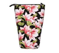 YXDVPALNE Seamless Pattern with Magnolia Flower,Telescopic Pencil Case,Stand Pencil Holder with Zipper Pencil Pouch Pen Bag