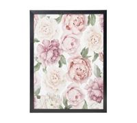 YXDVPALNE Spring Season Pink Flowers Floral, Wall Art Prints Black Frame Decorative Painting Wall Hanging For Home 30 x 40 cm