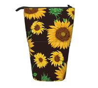 YXDVPALNE Summer Sunflower Floral Pattern,Telescopic Pencil Case,Stand Pencil Holder with Zipper Pencil Pouch Pen Bag