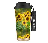 YXDVPALNE Sunflower Plant Printed,316 Stainless Steel Coffee Mug with Lanyard,Insulated Tumbler Double Wall Travel Car Cup 500 ml