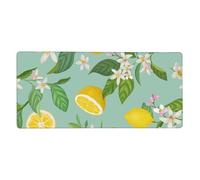 YXDVPALNE Teal Lemon And Leaf Printed,Mouse Pad Large Desk Pad Computer Keyboard Mouse Mat With Non Slip Rubber Base 40 x 90 cm