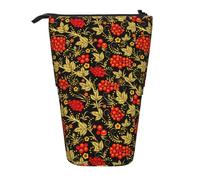 YXDVPALNE Traditional Russian Cranberry,Telescopic Pencil Case,Stand Pencil Holder with Zipper Pencil Pouch Pen Bag