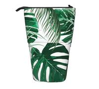YXDVPALNE Tropical Green Palm Leaves Jungle Leaf,Telescopic Pencil Case,Stand Pencil Holder with Zipper Pencil Pouch Pen Bag