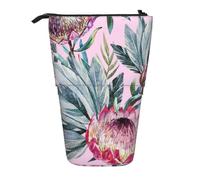 YXDVPALNE Tropical Protea Pattern,Telescopic Pencil Case,Stand Pencil Holder with Zipper Pencil Pouch Pen Bag