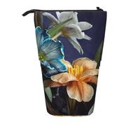 YXDVPALNE Tulip Floral Pattern,Telescopic Pencil Case,Stand Pencil Holder with Zipper Pencil Pouch Pen Bag