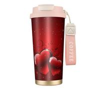 YXDVPALNE Valentines Glitters Love Hearts Printed,316 Stainless Steel Coffee Mug with Lanyard,Insulated Tumbler Double Wall Travel Car Cup 500 ml