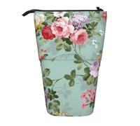 YXDVPALNE Vintage Elegant Pink Red Roses Pattern,Telescopic Pencil Case,Stand Pencil Holder with Zipper Pencil Pouch Pen Bag