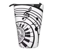 YXDVPALNE Watercolor Abstract Piano Keys,Telescopic Pencil Case,Stand Pencil Holder with Zipper Pencil Pouch Pen Bag