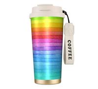 YXDVPALNE Watercolor Paint Bright Colors Line Artwork,316 Stainless Steel Coffee Mug with Lanyard,Insulated Tumbler Double Wall Travel Car Cup 500 ml
