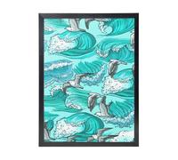 YXDVPALNE Waves Sketch Seagull Birds, Wall Art Prints Black Frame Decorative Painting Wall Hanging For Home 30 x 40 cm