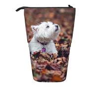 YXDVPALNE Westie Bokeh West Highland White Terrier Dogs,Telescopic Pencil Case,Stand Pencil Holder with Zipper Pencil Pouch Pen Bag