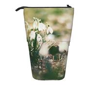 YXDVPALNE Wild Spring Snowdrop,Telescopic Pencil Case,Stand Pencil Holder with Zipper Pencil Pouch Pen Bag