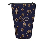 YXDVPALNE Winter Woods and Squirrels Line Style Blue,Telescopic Pencil Case,Stand Pencil Holder with Zipper Pencil Pouch Pen Bag