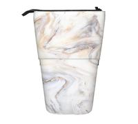 YXDVPALNE Yellow Marble Print,Telescopic Pencil Case,Stand Pencil Holder with Zipper Pencil Pouch Pen Bag