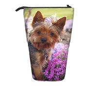 YXDVPALNE Yorkshire Terrier Dog,Telescopic Pencil Case,Stand Pencil Holder with Zipper Pencil Pouch Pen Bag