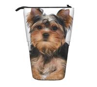 YXDVPALNE Yorkshire Terrier,Telescopic Pencil Case,Stand Pencil Holder with Zipper Pencil Pouch Pen Bag