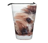 YXDVPALNE Yorkshire Terrier,Telescopic Pencil Case,Stand Pencil Holder with Zipper Pencil Pouch Pen Bag