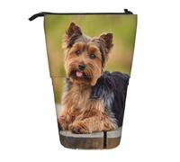 YXDVPALNE Yorkshire Terrier,Telescopic Pencil Case,Stand Pencil Holder with Zipper Pencil Pouch Pen Bag