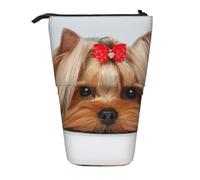 YXDVPALNE Yorkshire Terrier,Telescopic Pencil Case,Stand Pencil Holder with Zipper Pencil Pouch Pen Bag