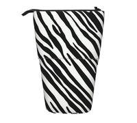 YXDVPALNE Zebra Stripe Natural,Telescopic Pencil Case,Stand Pencil Holder with Zipper Pencil Pouch Pen Bag