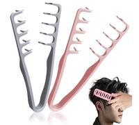 Yxelydriail 2 Pcs Texture Comb, Volumizing Wide-Tooth Texture Comb, Roots Volume Tool Fluffy Styling Comb Hair Styling Accessories for Mens Womens Bangs Hairdressing (Pink+Grey)
