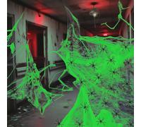 Yxelydriail 240 Sqft Halloween Glow in The Dark Spider Web Decorations, 100g Stretchable Halloween Cobwebs With 30PCS Fake Spiders, Spiderweb Party Decor Supplies for House Halloween Part (Glow)
