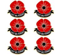 Yxelydriail 6Pcs Poppy Pin Badge, Lest We Forget Poppy Flowers Brooches Pins, Red and Gold Poppy Badges Remembrance Pin for Veterans Day and Memorial Sunday (6PCS)