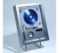 YXFAZPP Wall Mountable Cd Player, Music Frame Cd Player, with Remote Control/Speakers/6 Kinds Of Ambient Lighting Effects, Support CD, USB, FM,for Home/corridor (Silver)