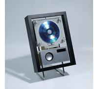 YXFAZPP Wall-Mountable CD Player with Remote, Music Photo Frame, 5.1 Bluetooth, USB/AUX Output, 6 Ambient Lighting Effects for Home Decor & Entertainment (Black)