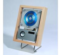 YXFAZPP Wall-Mountable CD Player with Remote, Music Photo Frame, 5.1 Bluetooth, USB/AUX Output, 6 Ambient Lighting Effects for Home Decor & Entertainment (Natural Wood Color)