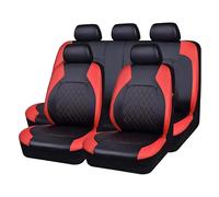 YXFCD Car Seat Covers for MG ZS Hybrid+ Luxury (2024 2025),Waterproof PU Leather Cushion Front Rear Seat Protectors Full Surround Breathable Interior Easy to Fit,B/Red