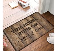 YXFD Indoor Welcome Mat This House Runs On Coffee And Chaos Rug Home Sweet Home Rug Fall Front Porch Decor(40X60CM)