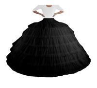 YXFDKZIB Tulle Petticoat Crinoline Underskirt for Women Under Dress Long Ball Gown 6 Hoops Slips Skirt for Quinceanera Dress, Black, 00