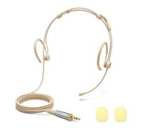 YXG Headworn Earset Over Ear Hanging Mic Beige Low Profile Light-Weight Microphone Compatible with Sennheiser Wireless System Bodypack Transmitter, with 3.5mm Female Screw Plug