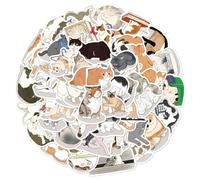 YXGS-50pcs Cartoon Cute Fat Cat Happy Creative Sticker Decoration Notebook Desk Water Cup Waterproof Vinyl Stickers