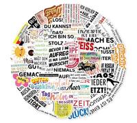 YXGS-50pcs German Inspirational Words Special-Shaped Stickers Diary Notebook Mobile Phone Guitar Skateboard Water Cup Guitar Scrapbook Waterproof Decoration