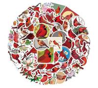 YXGS-50pcs Red Bird Sticker Computer Notebook Phone Case Diary Skateboard Guitar Decorative Sticker