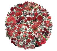 YXGS-50pcs Vintage Red Rose Sticker Tablet Notebook Phone Case Diary Skateboard Guitar Decorative Sticker