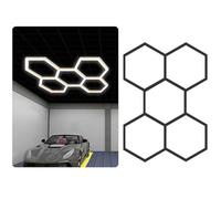 YXHGNNS Ultra Bright Hexagon Garage Lights, Multi-Coloured Rectangle Frame Hexagon LED Ceiling Light Large Workspace Lighting, for Car Detailing Barber Shop Gym Warehouses