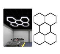 YXHGNNS Ultra Bright Hexagon Garage Lights, Multi-Coloured Rectangle Frame Hexagon LED Ceiling Light Large Workspace Lighting, for Car Detailing Barber Shop Gym Warehouses